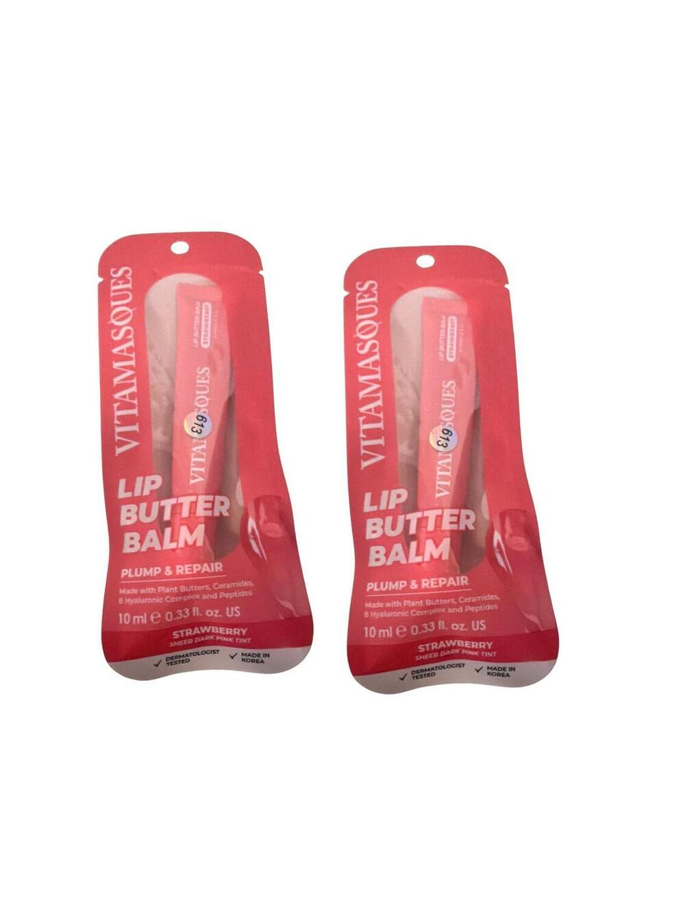 Vitamasques Lip Butter Balm Strawberry Plump Repair Dark Pink Tint 10ml New